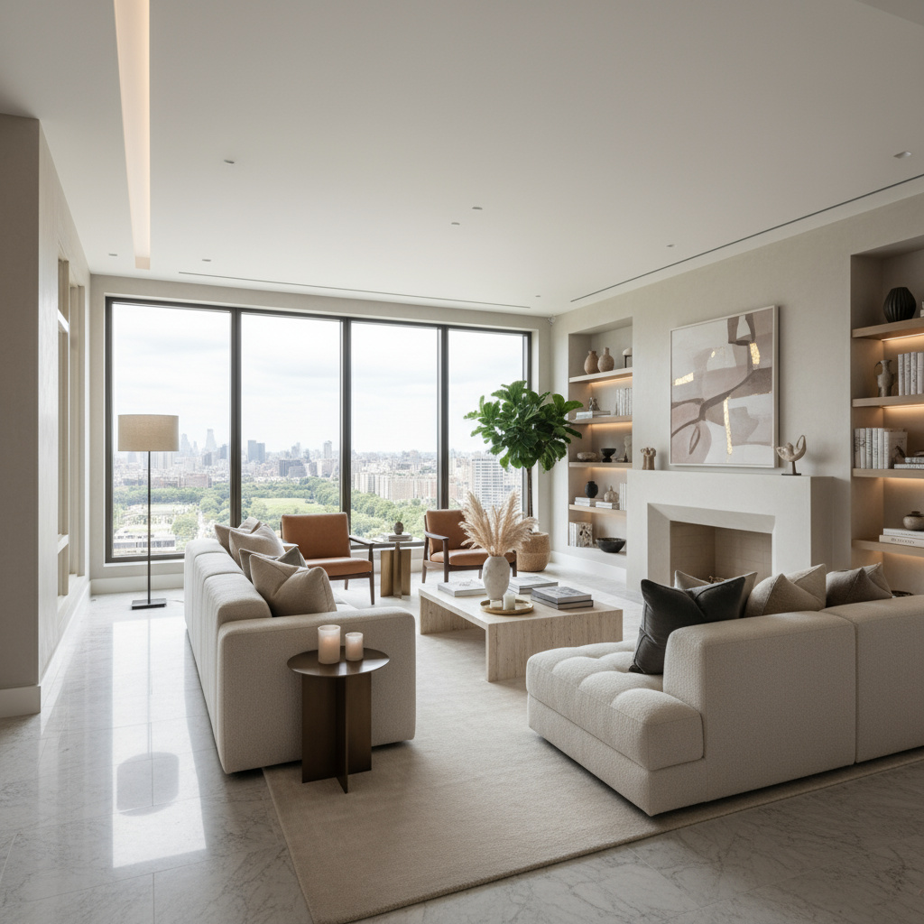 Hochwertiger Wohnraum mit modernen, eleganten Oberflächen